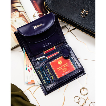 Kleine Damen-Geldbörse aus Leder in violetter Farbe - Peterson