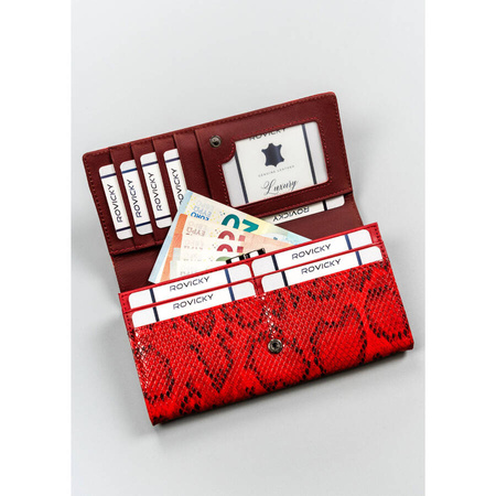 Rote Damen Geldbörse mit Druckknopf und Schlangenmuster – Cavaldi