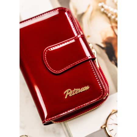 Rote Damen Geldbörse aus Leder mit RFID-Schutz – Peterson