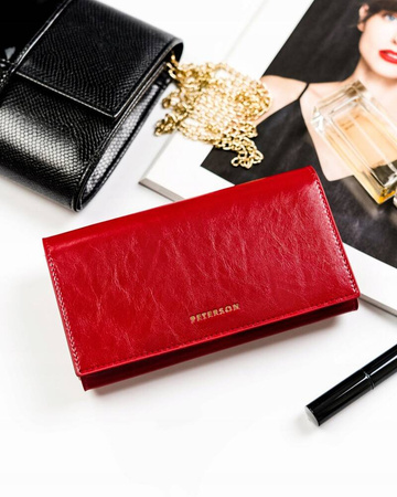 Rote Damen Geldbörse aus Leder mit Klappe – Peterson