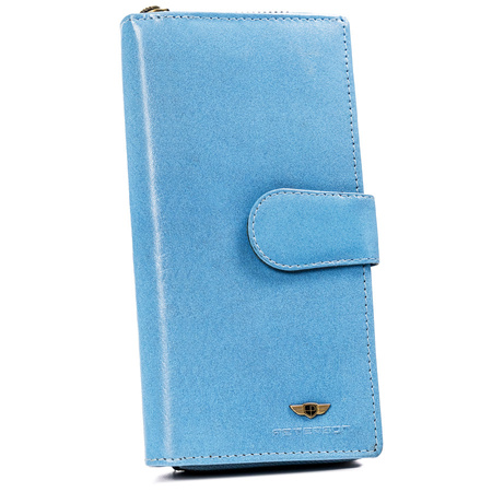 Große Damen Geldbörse aus Leder mit Reißverschluss und Druckknopf – Peterson