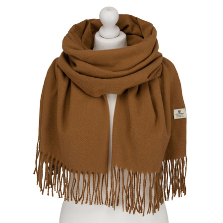 Großer, hellbrauner Damen-Schal mit Fransen verziert - Peterson