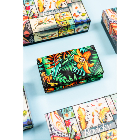 Große Damen Geldbörse mit Druckknopf aus echtem Leder – Rovicky