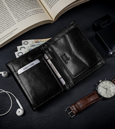 Klassische Herren Geldbörse aus glattem Echtleder – Rovicky