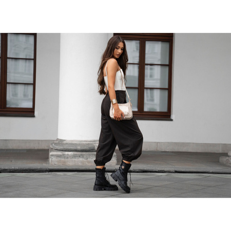 Beige Damen-Umhängetasche aus Nylon und Öko-Leder, aufgehängt an Griffen und einem abnehmbaren Gürtel – Peterson