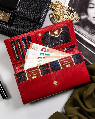 Große Damen Geldbörse aus Leder mit Bügel- und Druckverschluss – Peterson