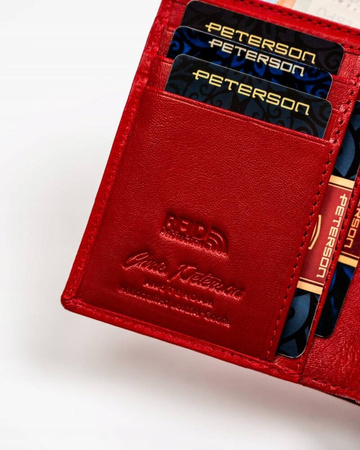 Kleine Damen Geldbörse aus Leder mit Druckknopf und Reißverschluss – Peterson