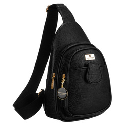 Schwarze Damen Gürteltasche Crossbody, Ein-Schulter-Rucksack aus Öko-Leder – Peterson