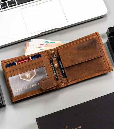 Geschenkset: Große Herren Geldbörse aus Leder und Schlüsselanhänger – Peterson