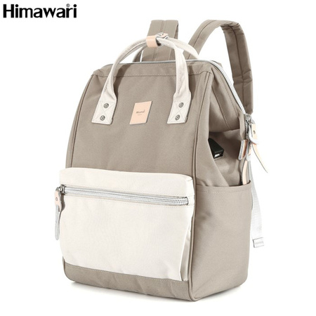 Creme-beiger Rucksack mit Laptopfach und USB-Anschluss – Himawari