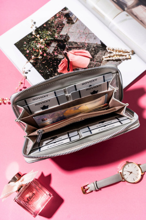 Damen Federmäppchen-Portemonnaie groß aus Öko-Leder – Rovicky