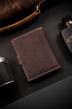 Klassische, große Herren Geldbörse aus echtem Leder mit Druckknopf – Always Wild