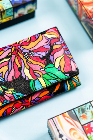 Große Damen Geldbörse mit Druckknopf aus echtem Leder – Rovicky