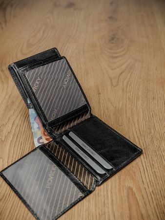 Kompakte schwarze Herren Geldbörse aus hochwertigem Echtleder mit RFID – Rovicky