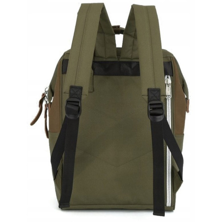 Grün-brauner, wasserdichter Laptop-Rucksack mit USB-Anschluss – Himawari