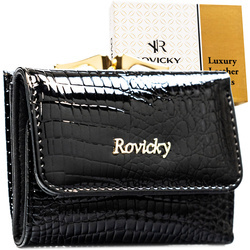 Kleine, schwarze Damen-Geldbörse aus Naturleder mit RFID-System - Rovicky