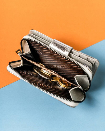 Damen Geldbörse aus Leder mit Druckknopf und Reißverschluss – Lorenti