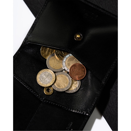 Pionierartige, schwarze Herren Geldbörse aus Leder ohne äußeren Verschluss – Rovicky