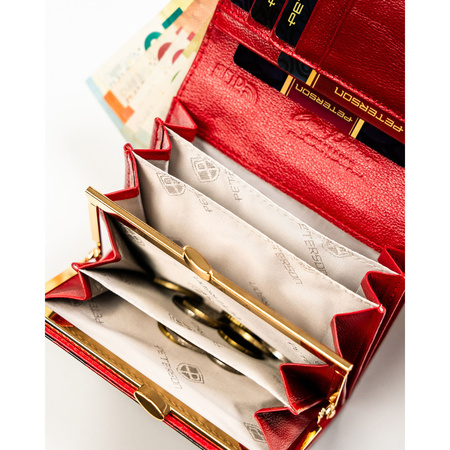 Rote Damen-Geldbörse aus Öko-Leder und Naturleder mit Fleckenmuster - Peterson