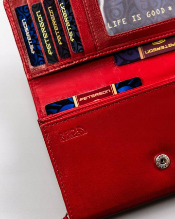 Große Damen Geldbörse aus Leder mit Druckknopf – Peterson