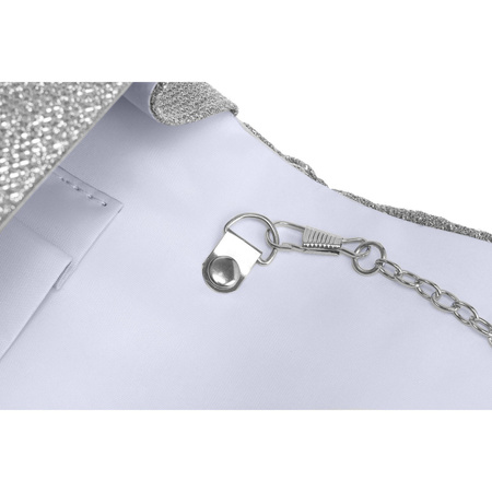 Glitzernde Damen Clutch in Silber mit Kettenträger – Rovicky