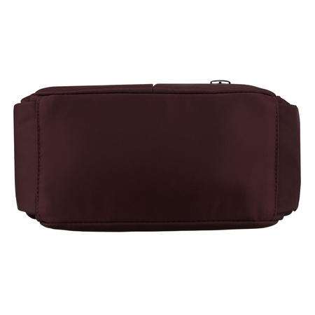 Bordeauxfarbene Damen-Umhängetasche aus Polyester, aufgehängt an einem breiten Gürtel, zweifächrig – Peterson