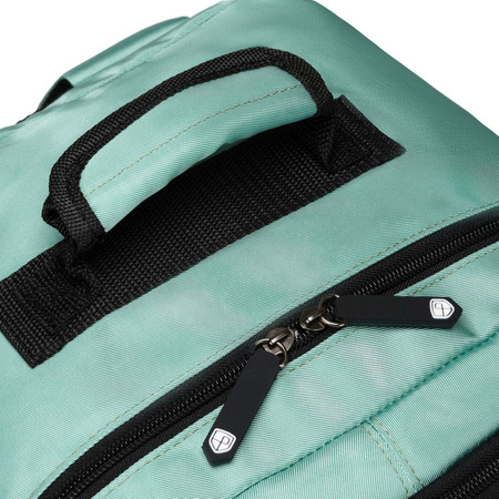 Türkiser Reiserucksack mit zwei Fächern, Koffergurt und USB-Anschluss – Peterson