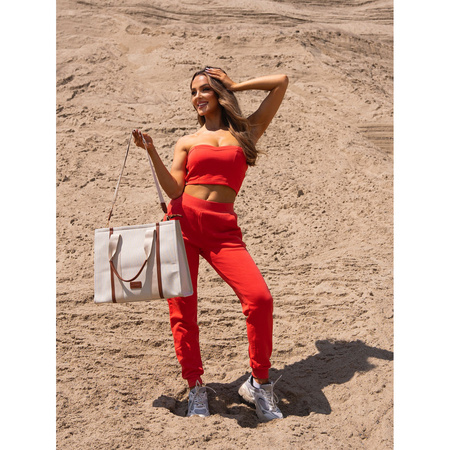 Modische Damen Shopper Tasche in Braun-Beige mit verstellbarem Gurt – Peterson