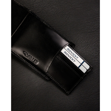 Kartenetui klein querformat schwarz aus Leder – 4U Cavaldi