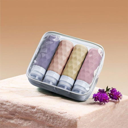 Reisebunte Silikonflaschen im Kosmetiketui – Peterson