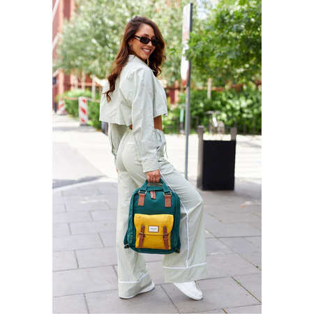 Stilvoller City Rucksack grün-gelb für mobile Geräte – Himawari