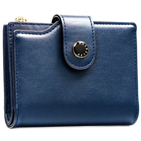 Dunkelblaue Damen-Geldbörse aus ökologischem Leder mit RFID-System – Peterson