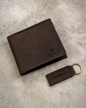 Geschenkset: Große Herren Geldbörse aus Leder und Schlüsselanhänger – Peterson
