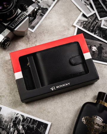 Geschenkset: Herren Geldbörse aus Leder und Schlüsselanhänger – Rovicky