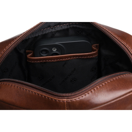 Einfache, braune Herren-Umhängetasche aus Naturleder – Peterson