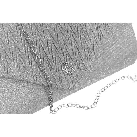 Silberne Damen Clutch aus Synthetik mit Innentasche – Rovicky