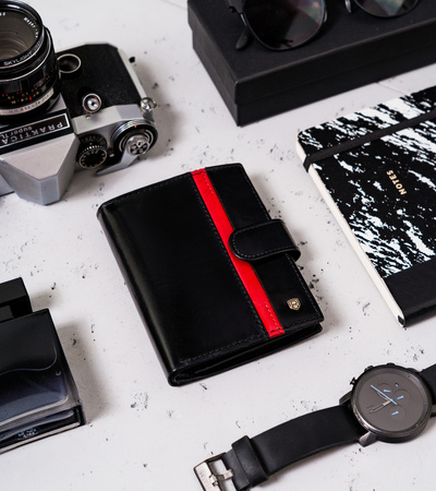 Elegante Herren Geldbörse mit rotem Akzent – Rovicky