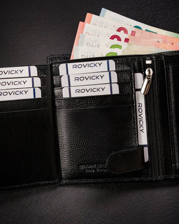 Große Herren Geldbörse aus Leder ohne Verschluss – Rovicky