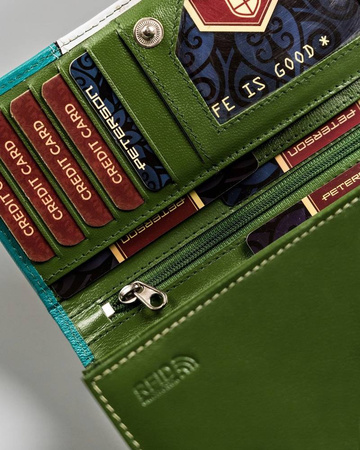 Damen Geldbörse aus Leder mit Druckknopf – Peterson