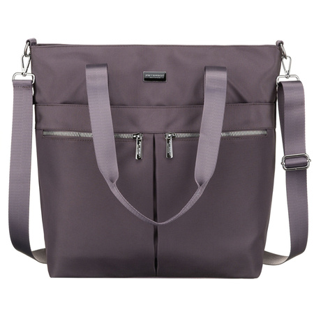 Damen-Shopper mit einem Fach aus Polyester in Grau, ausgestattet mit einem abnehmbaren, verstellbaren Gürtel – Peterson