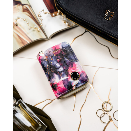 Damen-Geldbörse mit Blumenmuster aus Natur- und Öko-Leder – Peterson