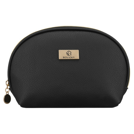 Schwarze Kosmetiktasche aus Öko-Leder mit Reißverschluss - Rovicky