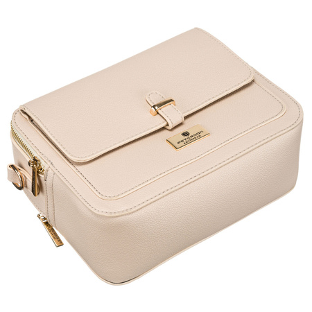 Damen Umhängetasche aus Öko-Leder in Beige mit Magnet- und Reißverschluss – Peterson