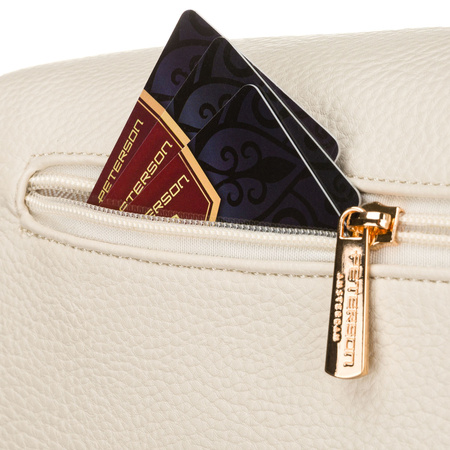 Beige Damen-Gürteltasche aus Öko-Leder mit Reißverschluss – Peterson