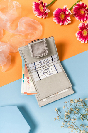 Stilvolle, kleine Damen Geldbörse aus Leder mit Bügel- und Druckknopf – Lorenti