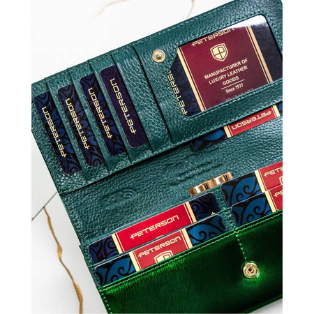 Klassische Damen Geldbörse aus grünem Lackleder als Geschenk – Peterson