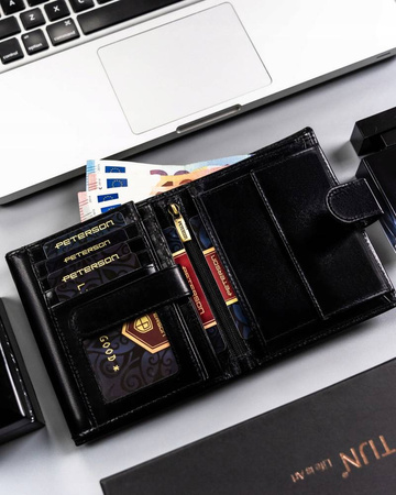 Klassische Herren Geldbörse aus Leder mit Druckknopf – Peterson