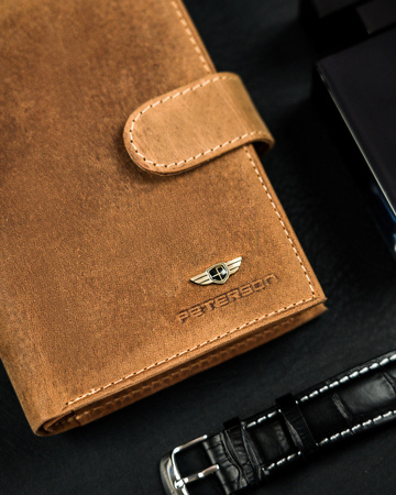 Herren Geldbörse aus Leder mit Druckknopfverschluss – Peterson