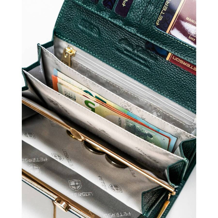 Klassische Damen Geldbörse aus grünem Lackleder als Geschenk – Peterson