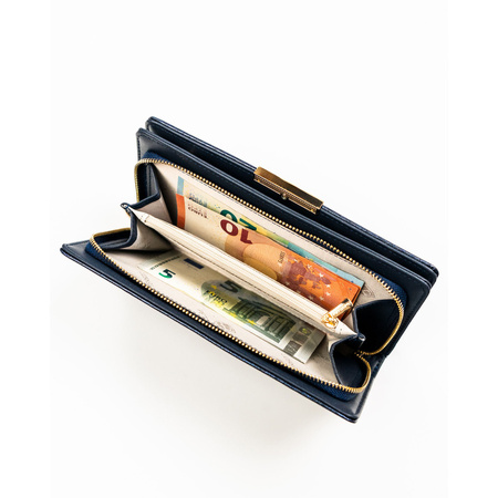 Damen-Geldbörse aus Kunstleder in Marineblau mit RFID-System - Peterson